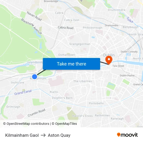 Kilmainham Gaol to Aston Quay map