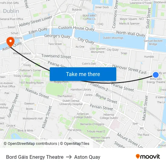 Bord Gáis Energy Theatre to Aston Quay map
