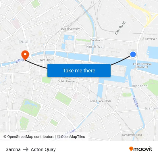 3arena to Aston Quay map