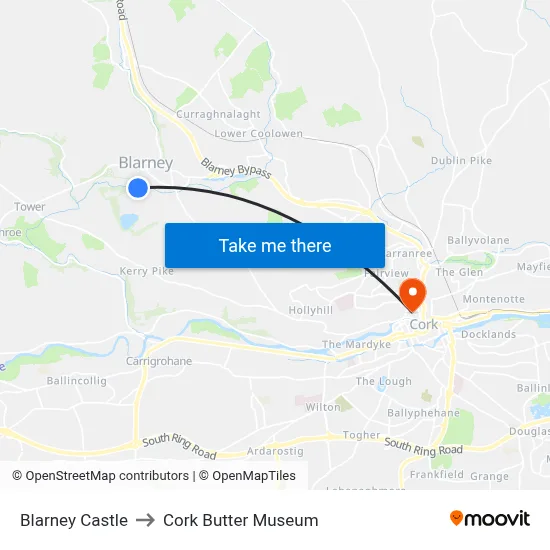 Blarney Castle to Cork Butter Museum map