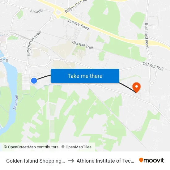 Golden Island Shopping Centre to Athlone Institute of Technology map