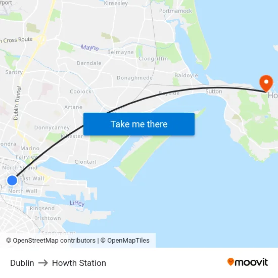 Dublin to Howth Station map