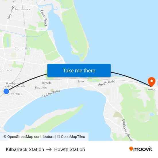 Kilbarrack Station to Howth Station map