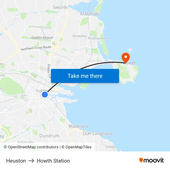 Heuston to Howth Station map