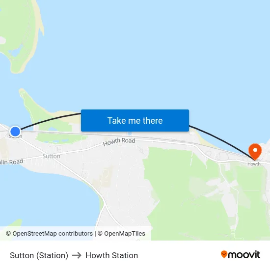 Sutton (Station) to Howth Station map