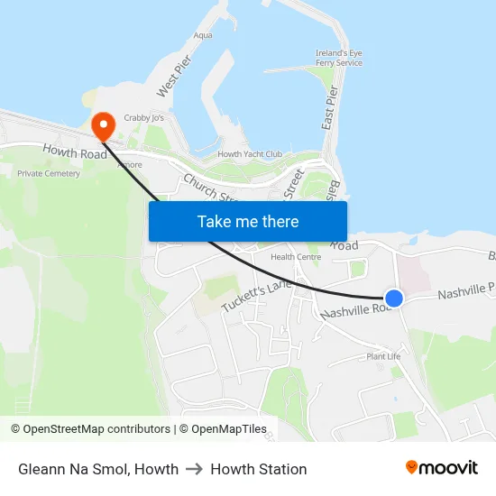 Gleann Na Smol, Howth to Howth Station map
