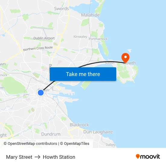 Mary Street to Howth Station map