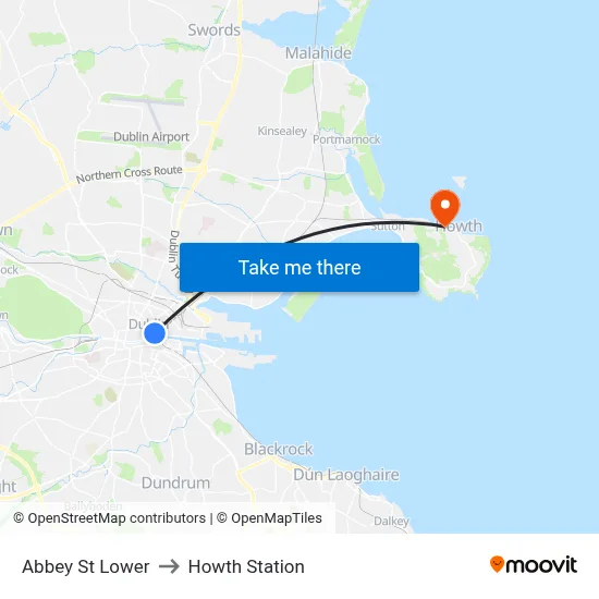 Abbey St Lower to Howth Station map