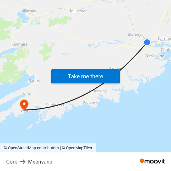Cork to Meenvane map