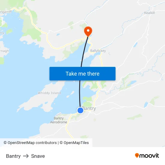 Bantry to Snave map