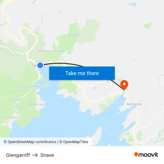 Glengarriff to Snave map