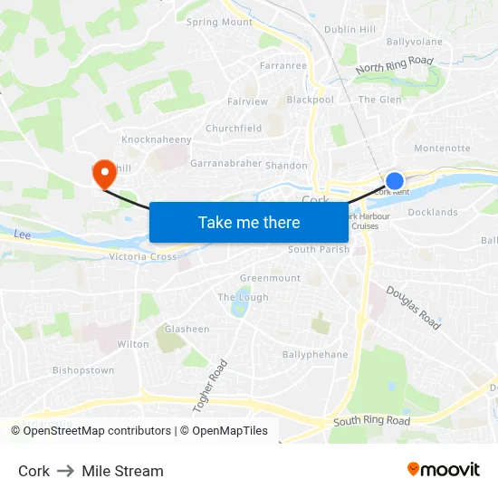 Cork to Mile Stream map