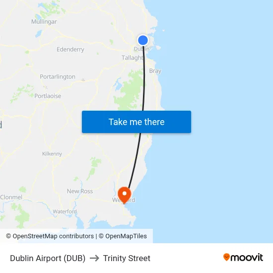 Dublin Airport (DUB) to Trinity Street map