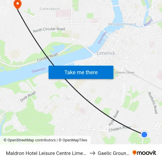 Maldron Hotel Leisure Centre Limerick to Gaelic Grounds map