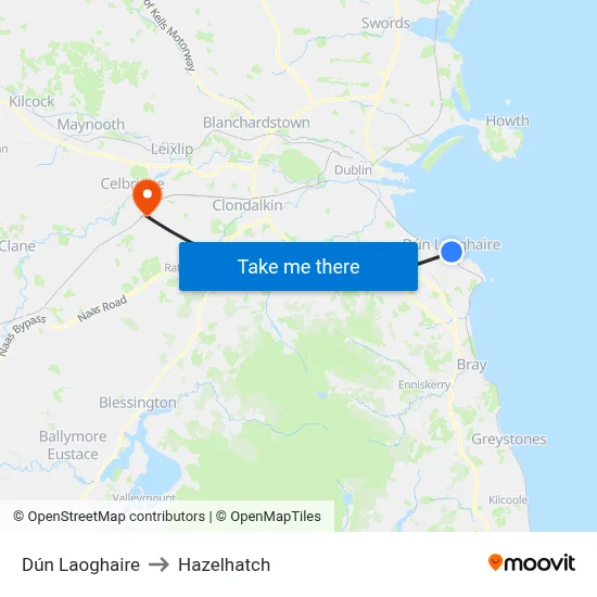 Dún Laoghaire to Hazelhatch map