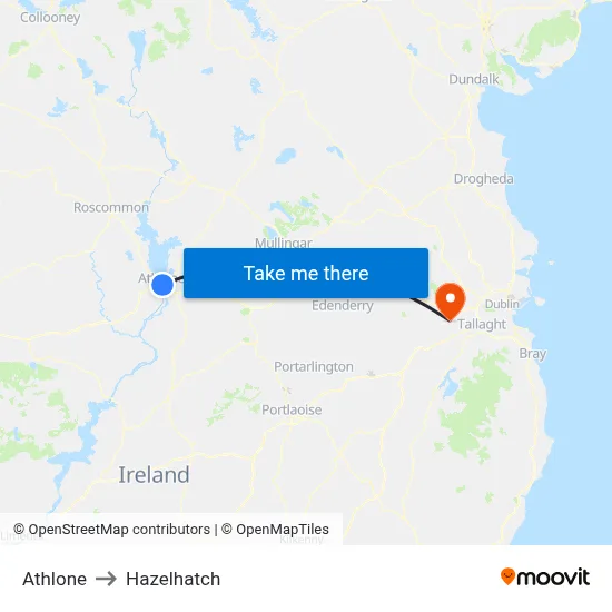 Athlone to Hazelhatch map