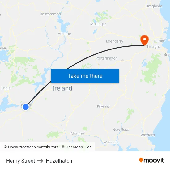 Henry Street to Hazelhatch map