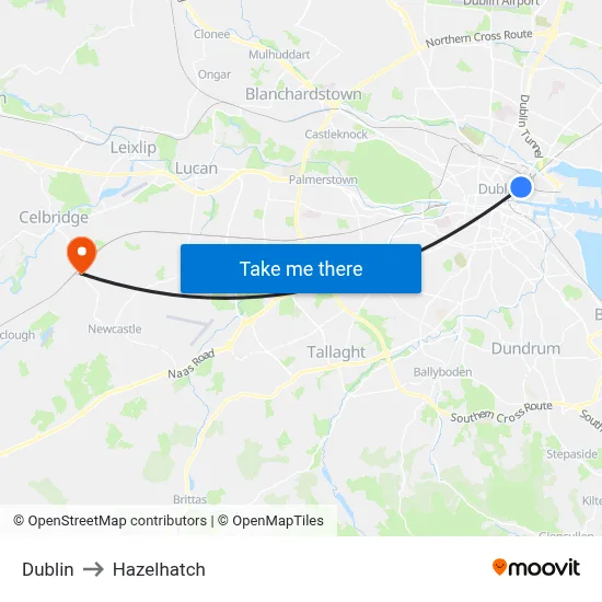 Dublin to Hazelhatch map
