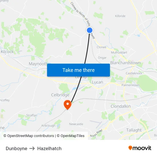 Dunboyne to Hazelhatch map