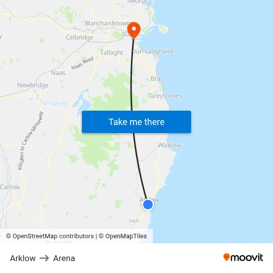 Arklow to Arena map