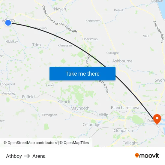 Athboy to Arena map