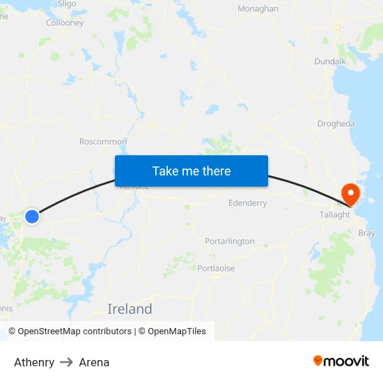 Athenry to Arena map