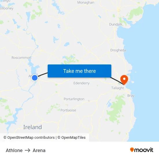 Athlone to Arena map