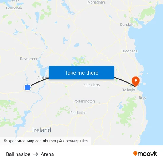 Ballinasloe to Arena map