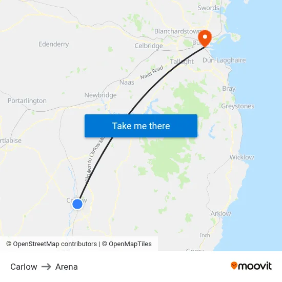 Carlow to Arena map
