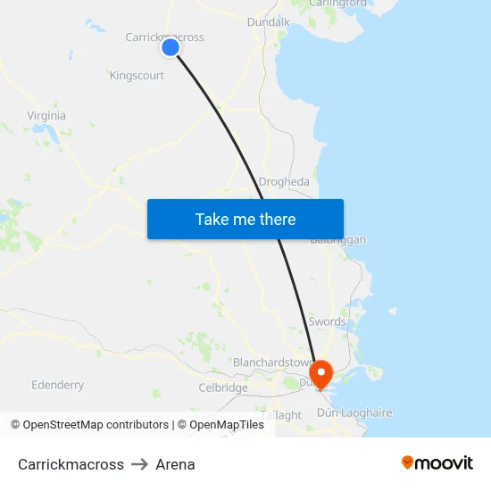 Carrickmacross to Arena map