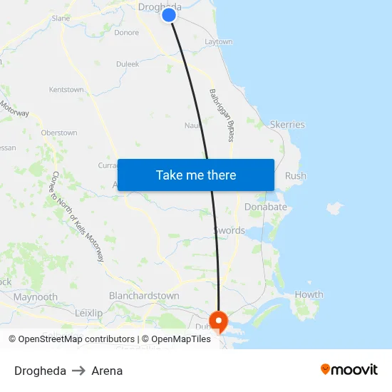 Drogheda to Arena map
