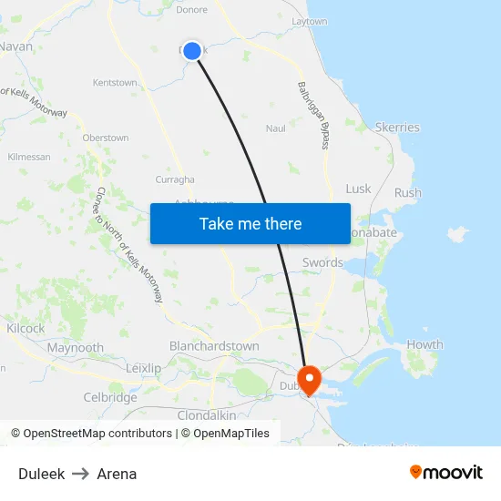 Duleek to Arena map