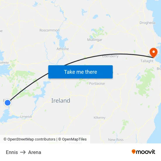 Ennis to Arena map