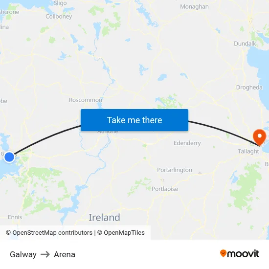 Galway to Arena map