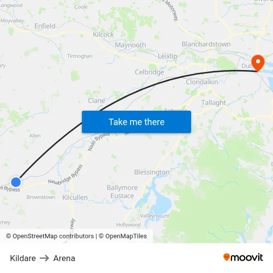 Kildare to Arena map