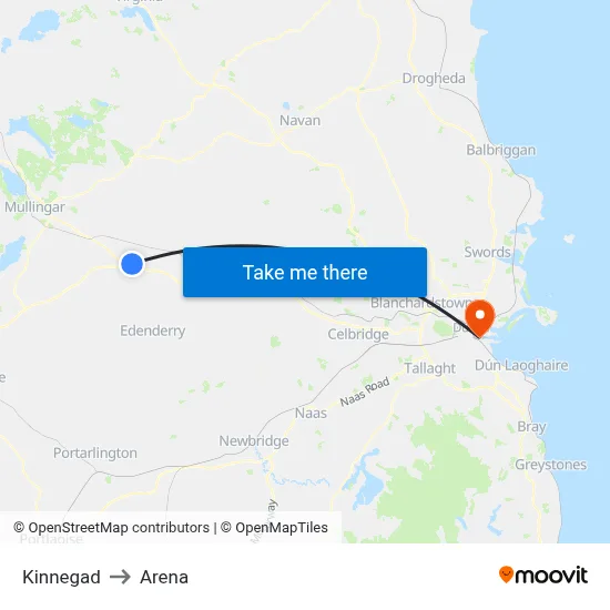 Kinnegad to Arena map
