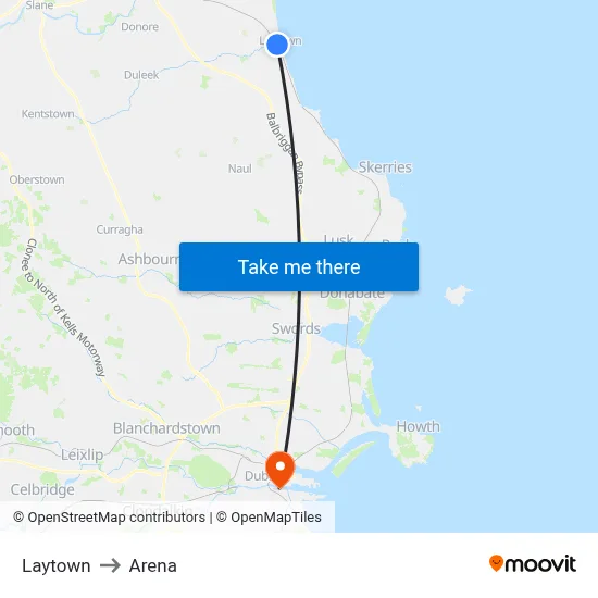 Laytown to Arena map