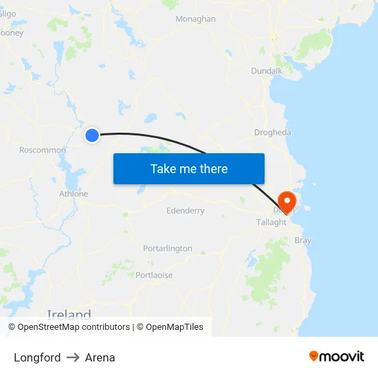 Longford to Arena map