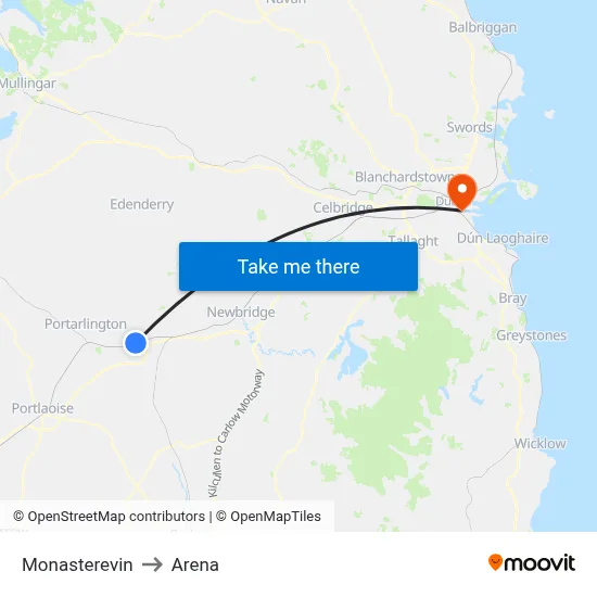 Monasterevin to Arena map