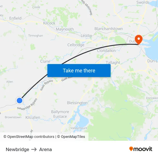 Newbridge to Arena map