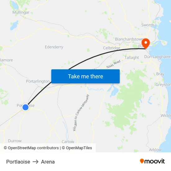 Portlaoise to Arena map