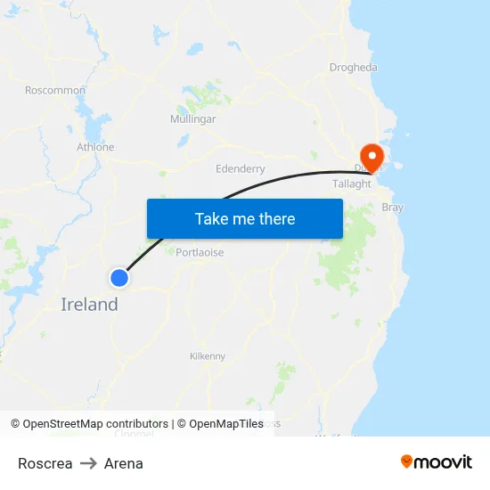Roscrea to Arena map