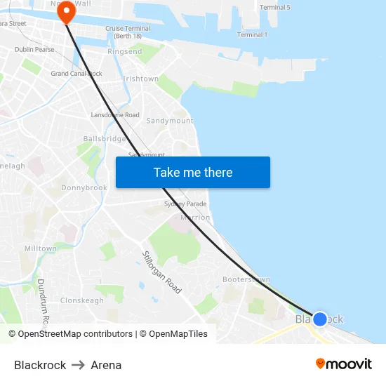 Blackrock to Arena map