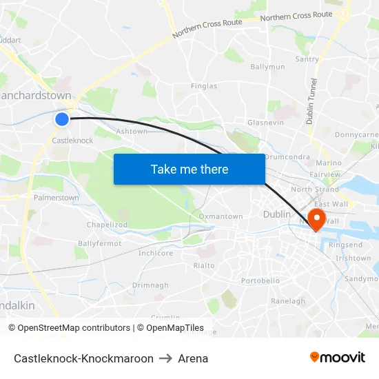 Castleknock-Knockmaroon to Arena map