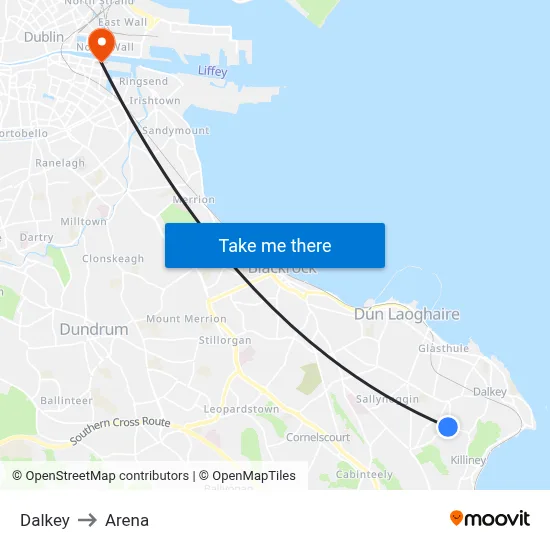 Dalkey to Arena map