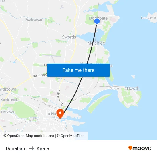 Donabate to Arena map