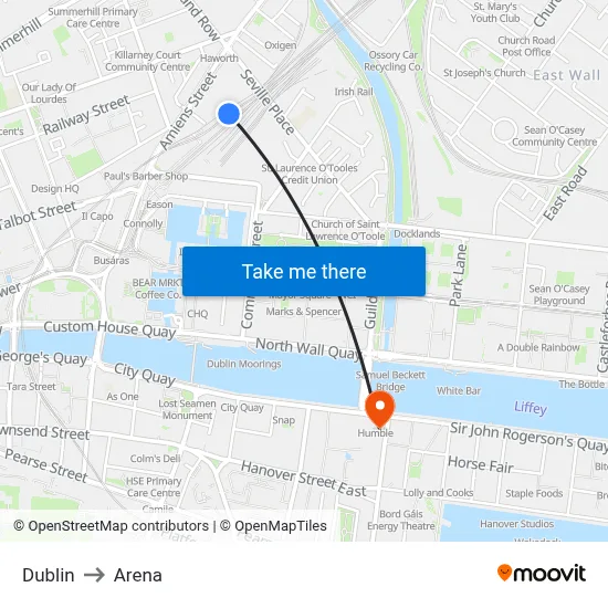 Dublin to Arena map