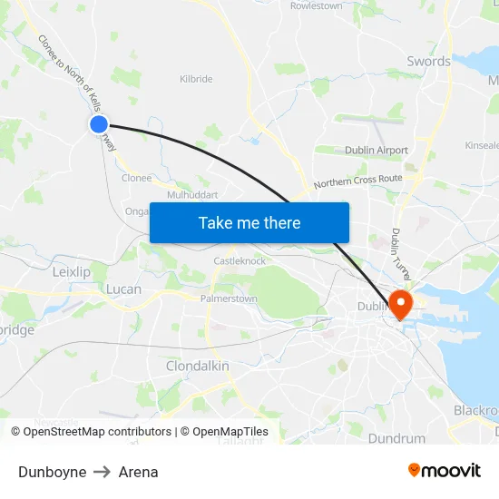Dunboyne to Arena map