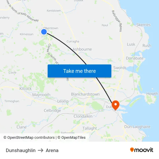 Dunshaughlin to Arena map