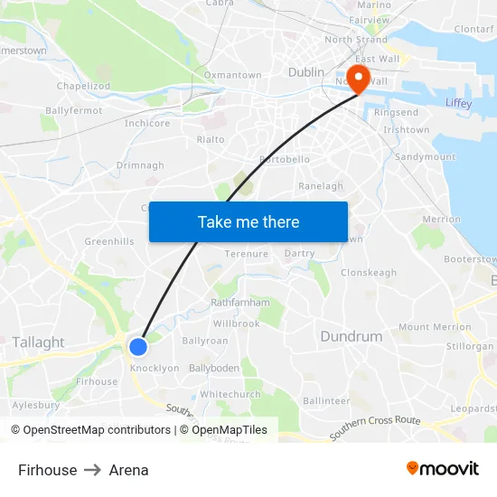 Firhouse to Arena map